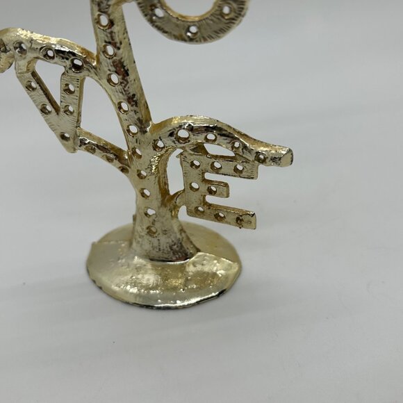 Vintage 1960s Earring Tree Torino Gold-tone LOVE Tree Figurine Gold-tone Display - Picture 12 of 16
